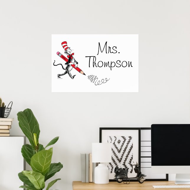 Dr. Seuss | Katten i hatten Skrivet namn Poster (Hemmakontoret)