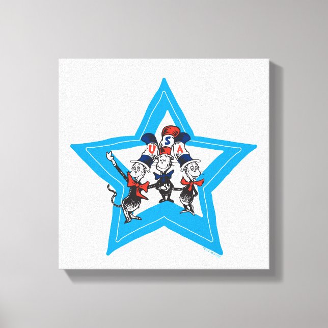 Dr Seuss | Little Cats USA Hats Graphic Canvastryck (Framsida)