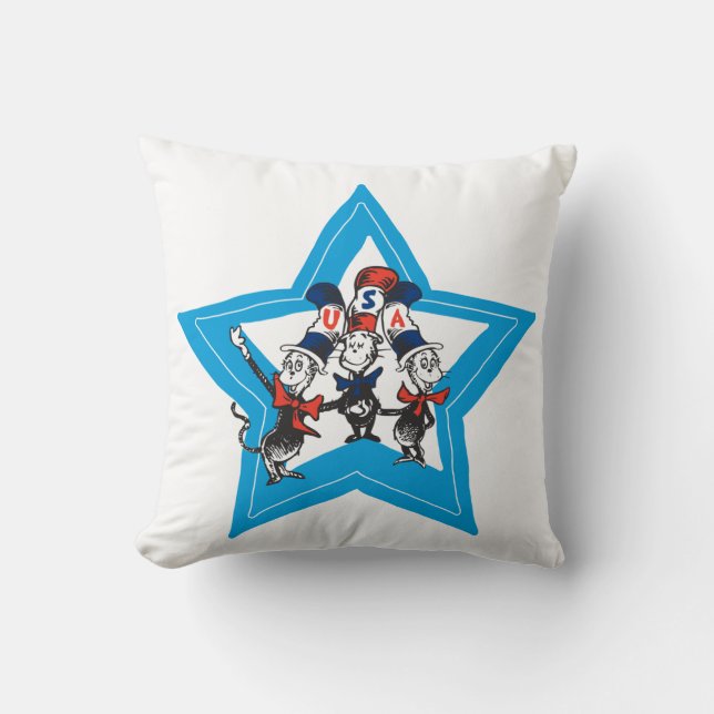 Dr Seuss | Little Cats USA Hats Graphic Kudde (Framsida)