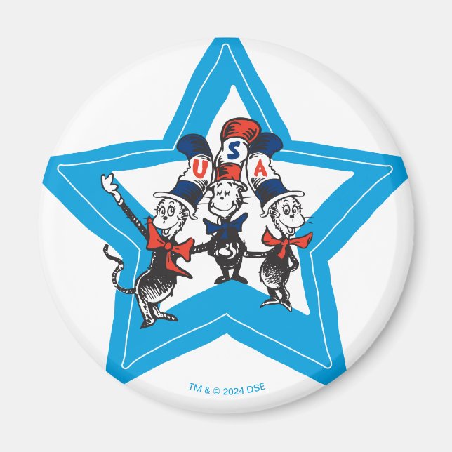 Dr Seuss | Little Cats USA Hats Graphic Magnet (Framsidan)