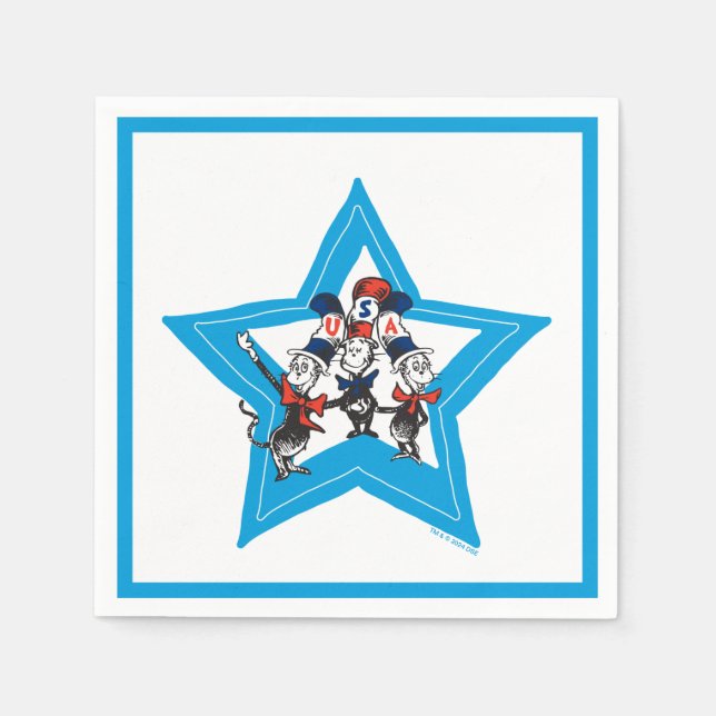 Dr Seuss | Little Cats USA Hats Graphic Pappersservett (Framsidan)