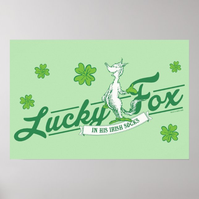 Dr Seuss | Lucky Fox i hans irländska sockel Poster (Framsidan)