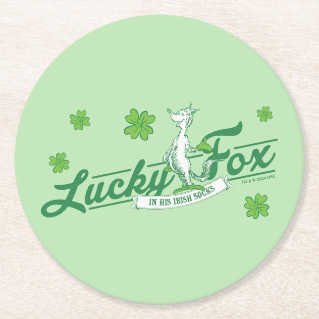 Dr. Seuss | Lucky Fox I Hans Irländska Sockor Underlägg Papper Rund (Framsidan)