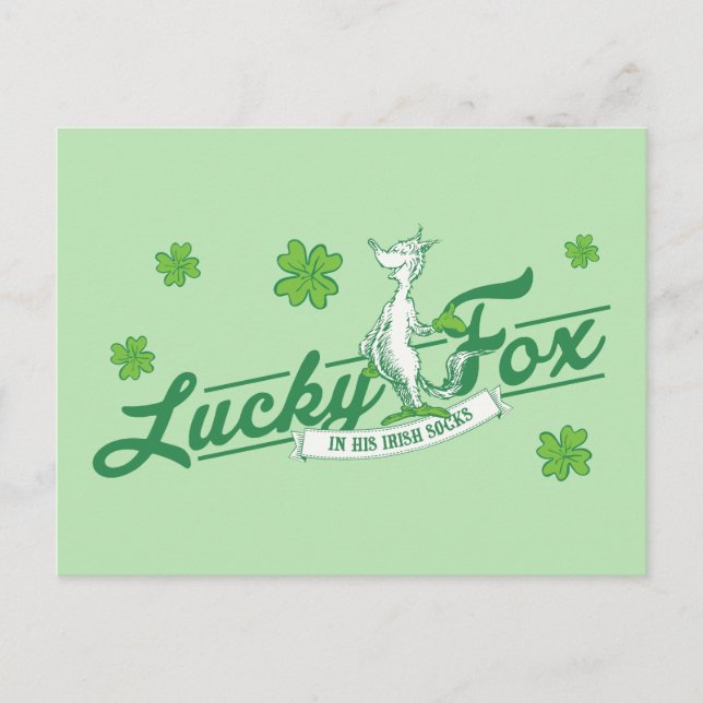 Dr. Seuss | Lucky Fox i sina irländska strumpor Vykort (Framsida)