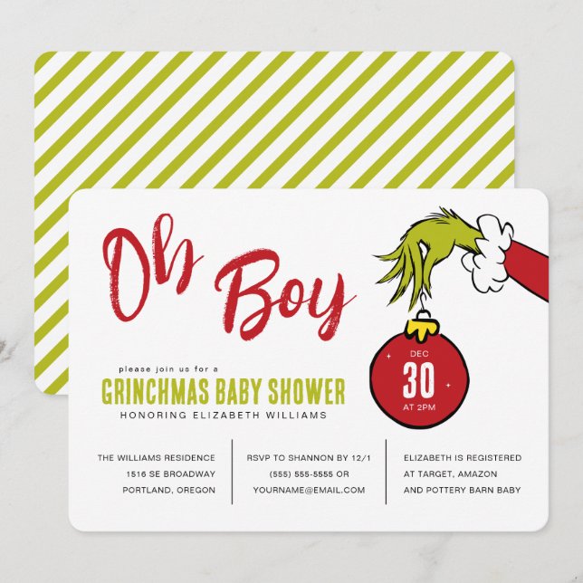 Dr Seuss | Oh Boy Grinch Baby Shower (Fram/baksida)