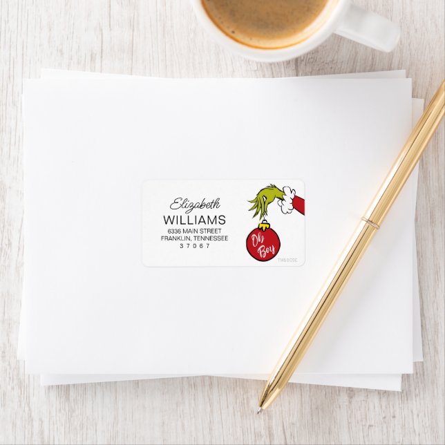 Dr Seuss | Oh Boy Grinch Baby Shower Adressetikett (Insitu)