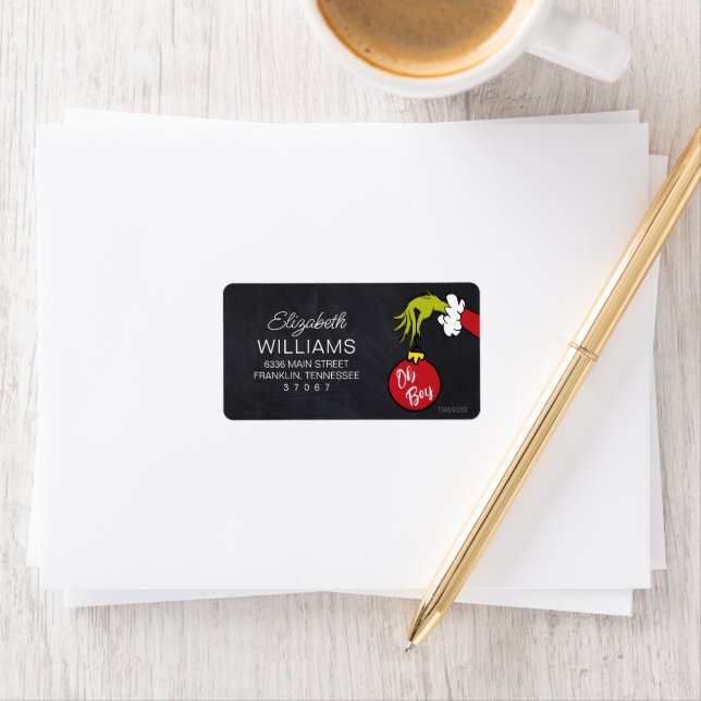 Dr Seuss | Oh Boy Grinch Baby Shower Adressetikett (Insitu)