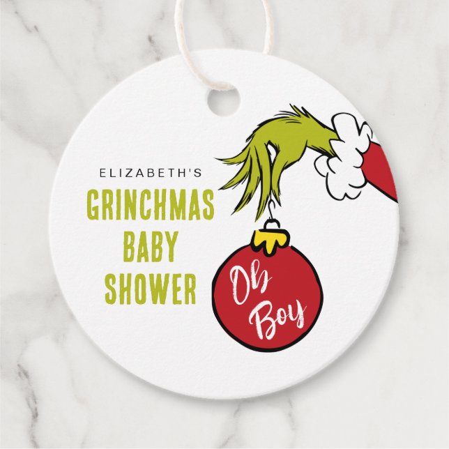 Dr Seuss | Oh Boy Grinch Baby Shower Gåvor Etiketter (Framsida)