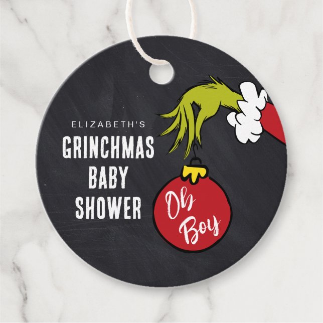 Dr Seuss | Oh Boy Grinch Baby Shower Gåvor Etiketter (Framsida)