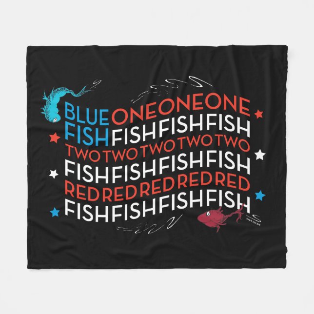 Dr Seuss | Red Fish Blue Fish US Flagga Graphic Fleecefilt (Framsidan (Horisontell))