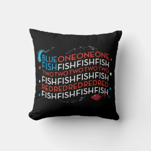 Dr Seuss   Red Fish Blue Fish US Flagga Graphic Kudde