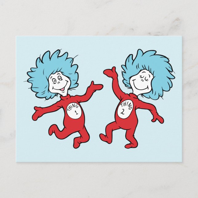 Dr. Seuss Sak 1 och Sak 2 Karaktär Vykort (Framsida)