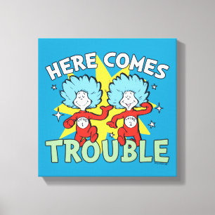 Dr. Seuss   Sak ett Sak två Här kommer problem Canvastryck