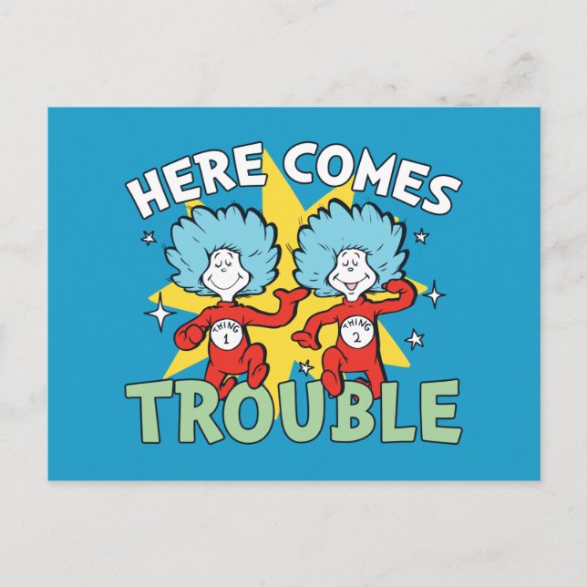 Dr. Seuss | Sak ett Sak två Här kommer problem Vykort (Framsida)