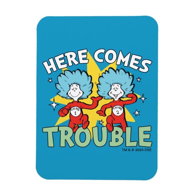 Dr. Seuss | Sak Ett Sak Två Här Kommer Trubbel Magnet (Vertikal)