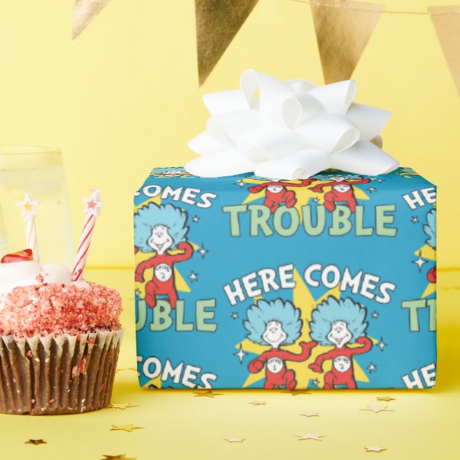 Dr. Seuss | Sak Ett Sak Två Här Kommer Trubbel Presentpapper (Födelsedagsfest)