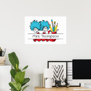 Dr. Seuss Sak Ett Sak Två Lärarens Namn Poster