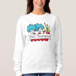 Dr. Seuss Sak Ett Sak Två Lärarens namn T Shirt