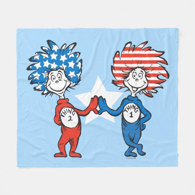 Dr. Seuss | Sak ett Sak två Patriotisk Grafik Fleecefilt (Framsidan (Horisontell))