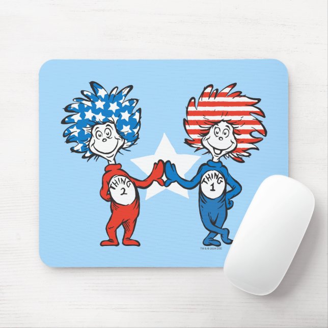 Dr. Seuss | Sak Ett Sak Två Patriotisk Grafik Musmatta (Med mus)