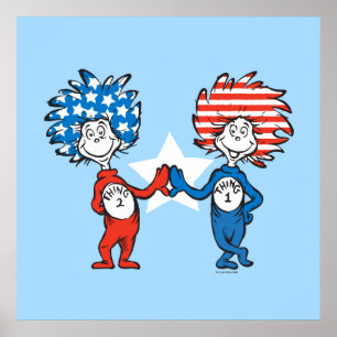 Dr. Seuss   Sak Ett Sak Två Patriotisk Grafik Poster