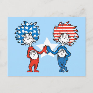 Dr. Seuss Sak Ett Sak Två Patriotisk Grafik Vykort