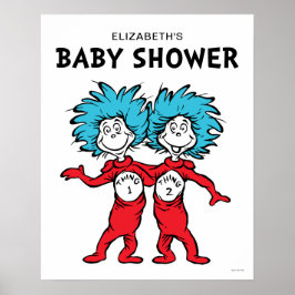 Dr. Seuss Sak Ett Sak Två | Tvillingar Baby Shower Poster