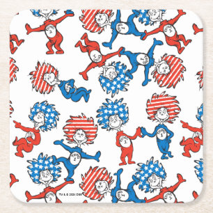Dr. Seuss Sak Ett Sak Två USA-flaggmönster Underlägg Papper Kvadrat