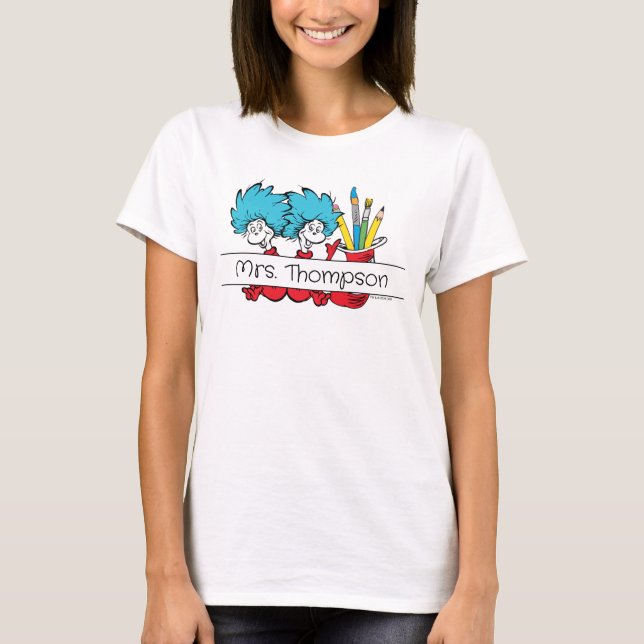 Dr Seuss | Sak One Sak 2 Lärare Namn T Shirt (Framsida)