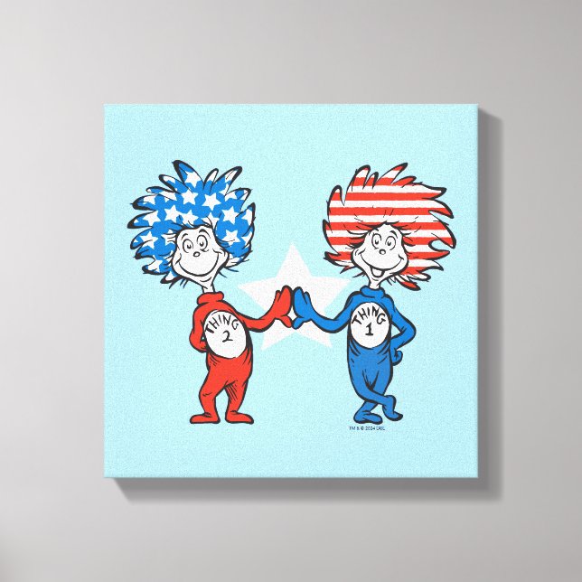 Dr Seuss | Sak One Sak 2 Patriotic Graphic Canvastryck (Framsida)