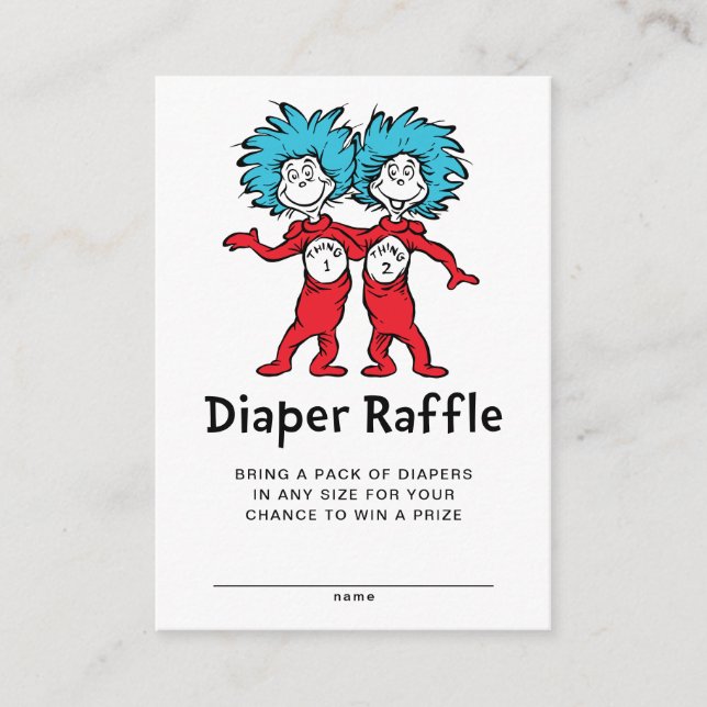 Dr Seuss Sak One Sak 2 Twillingar Diaper Raffle Tilläggskort (Framsida)