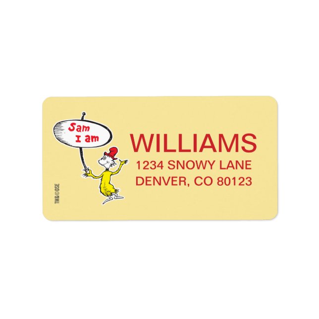 Dr Seuss | Sam-I-am Holding-tecken Adressetikett (Framsidan)