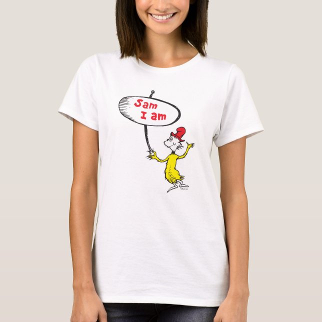 Dr Seuss| Sam-I-Am Holding-tecken T Shirt (Framsida)