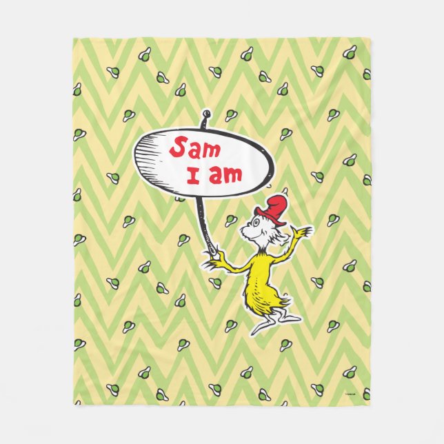 Dr. Seuss | Sam-I-Am med skylt Fleecefilt (Framsidan)