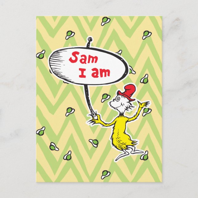 Dr. Seuss | Sam-I-Am med skylt Vykort (Framsida)