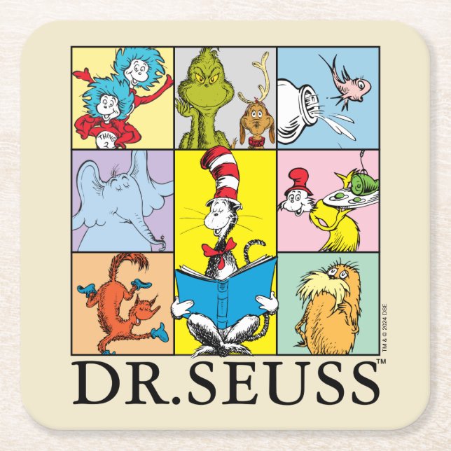 Dr. Seuss | Seriegrafisk Underlägg Papper Kvadrat (Framsidan)