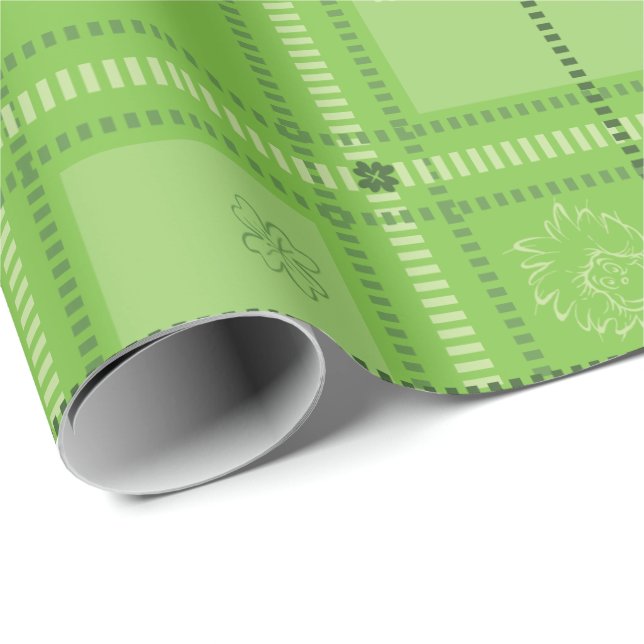 Dr. Seuss | St. Patricks Day-rutigt mönster Presentpapper (Rullad Hörn)