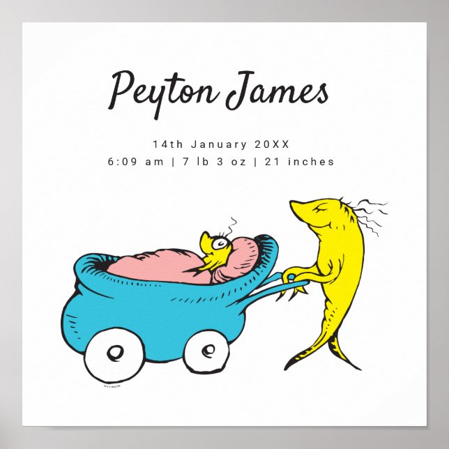 Dr. Seuss | Statistik för en fisk födsel Poster (Framsidan)