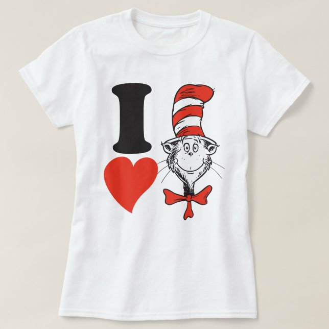 Dr Seuss Valentine| I Hjärta katten i hatten Tee (Design framsida)