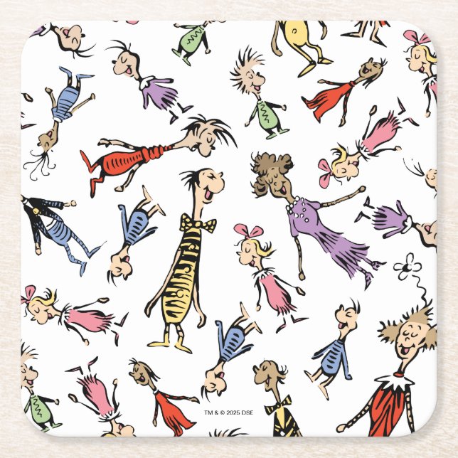 Dr. Seuss Whoville Characters Festive Pattern Underlägg Papper Kvadrat (Framsidan)