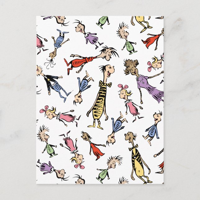 Dr. Seuss Whoville Characters Festive Pattern Vykort (Framsida)
