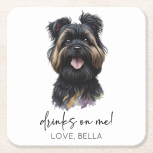Dra åt mig! Affenpinscher Hund Bröllop Underlägg Papper Kvadrat