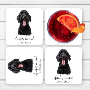 Dra åt mig! Black Russian Terrier Hund Bröllop Underlägg Papper Kvadrat