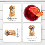 Dra åt mig! Golden Retriever Hund Pet Bröllop Underlägg Papper Kvadrat<br><div class="desc">Det här är drinkar på mig! Golden Retriever Hund Pet Bröllop Pappra Underlägg!</div>