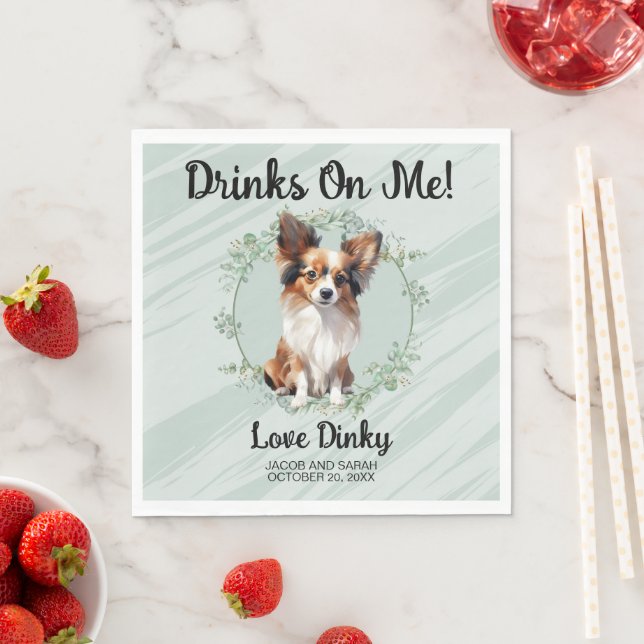 Dra åt mig! Papillon Hund bröllop Pappersservett (Insitu)