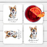 Dra åt mig! Pembroke Welsh Corgi Hund Pet Bröllop Underlägg Papper Kvadrat<br><div class="desc">Det här är drinkar på mig! Pembroke Welsh Corgi Hund Pet Bröllop Pappra Underlägg!</div>