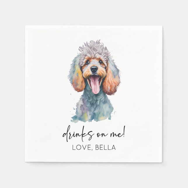 Dra åt mig! Pudel Hund Pet Bröllop Pappersservett (Framsidan)