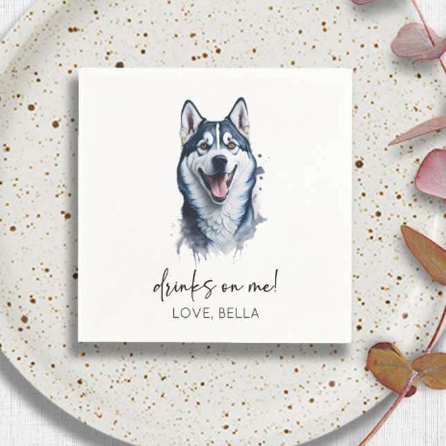 Dra åt mig! Siberian husky Hund Pet Bröllop Pappersservett (Skapare uppladdad)