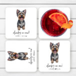Dra åt mig! Yorkshire Terrier Yorkie Hund Bröllop Underlägg Papper Kvadrat<br><div class="desc">Det här är drinkar på mig! Yorkshire Terrier Yorkie Hund Pet Bröllop Pappra Underlägg!</div>