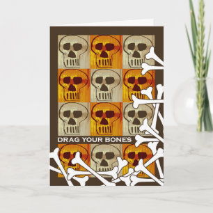 Dra dina ben, inbjudan till Halloween fest, Skull